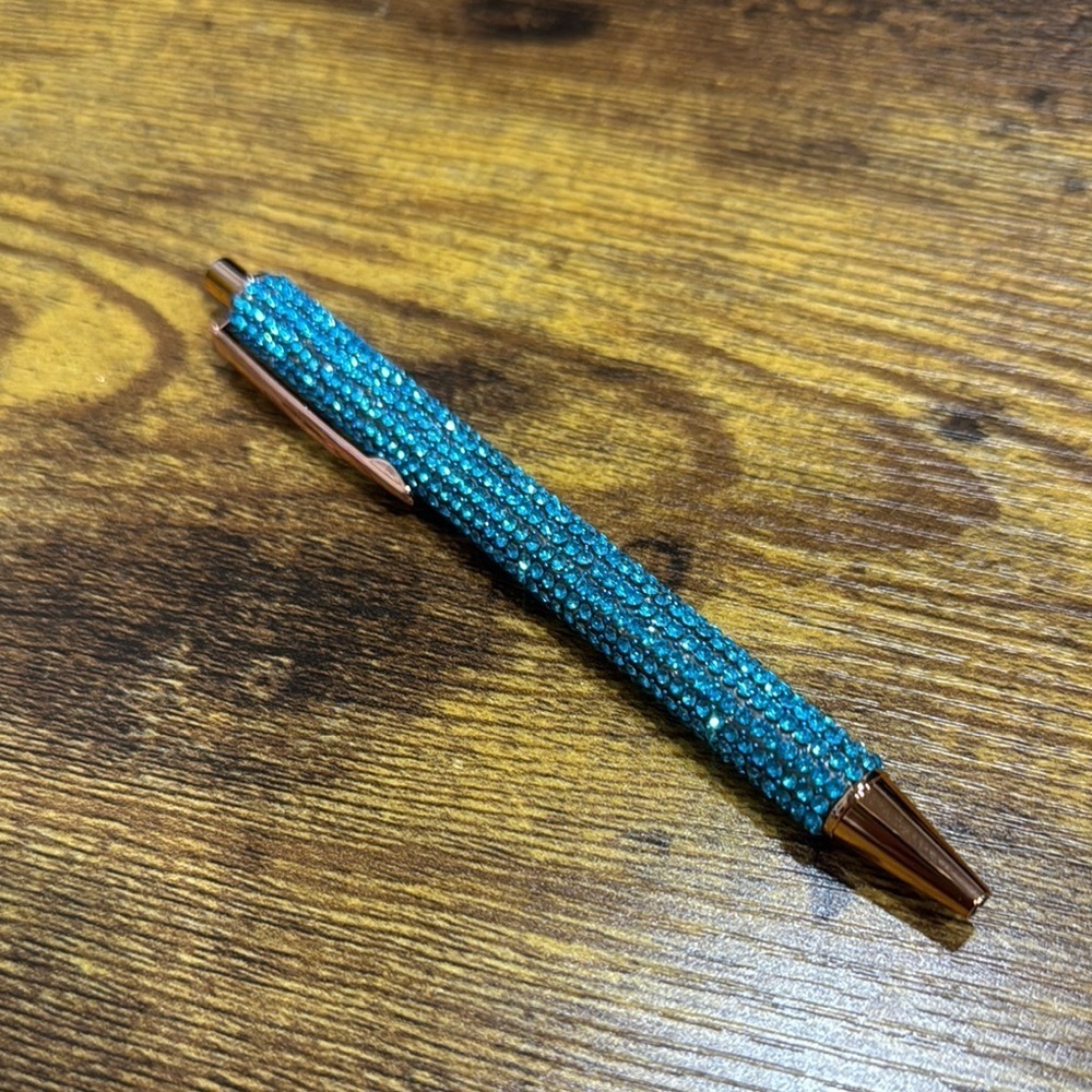 Turquoise Crystal Pen with Gold Accents